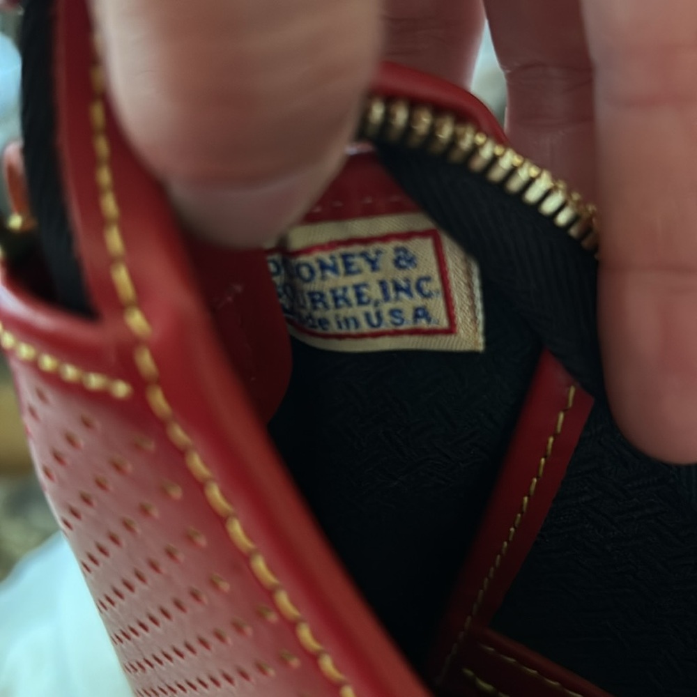 Dooney & Bourke Red and Yellow Perforated Leather Hobo Vintage - Picture 11 of 11